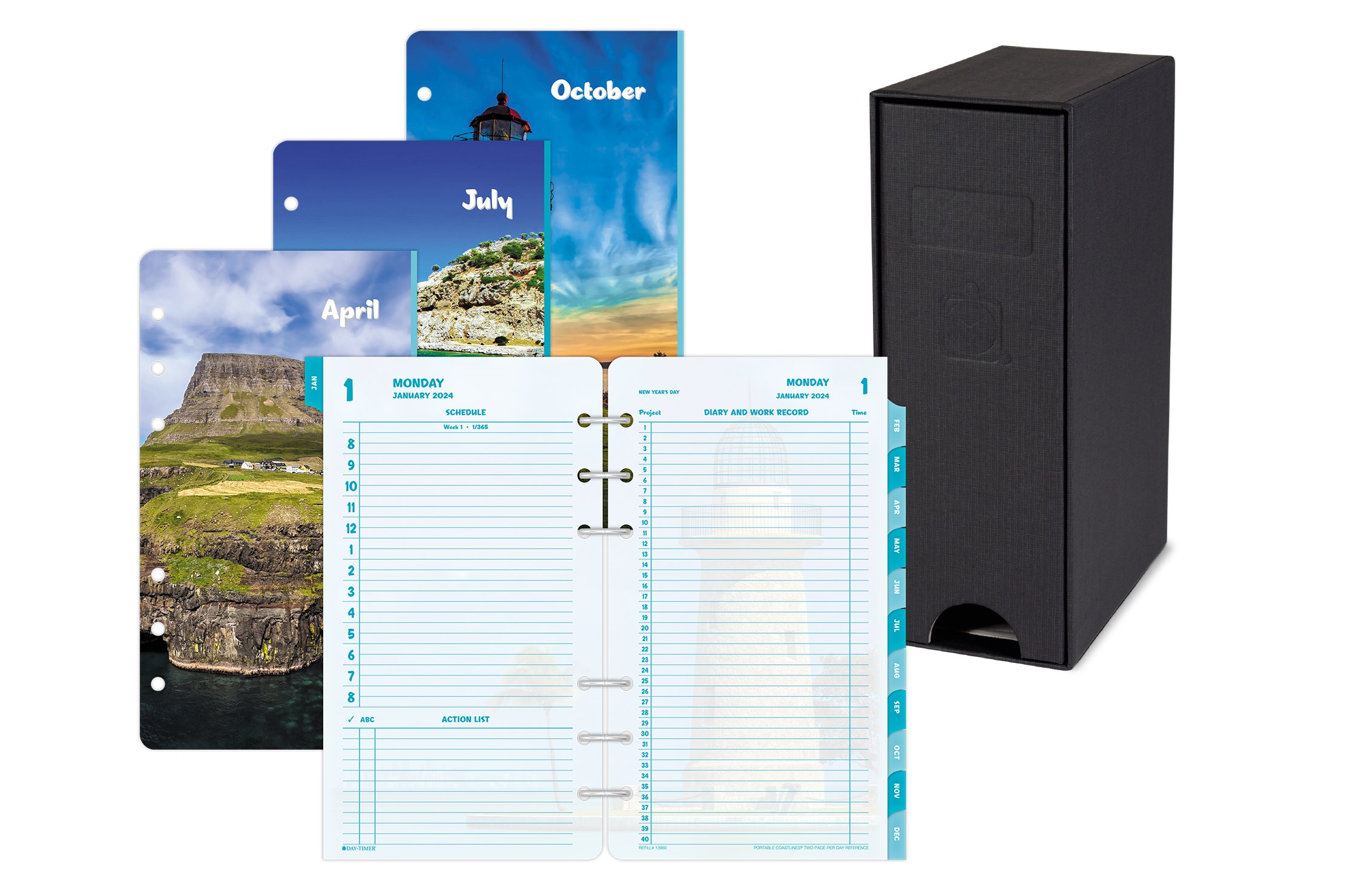 DayTimer® Coastlines® 2024 Two Page Per Day Planner Refill and Storage