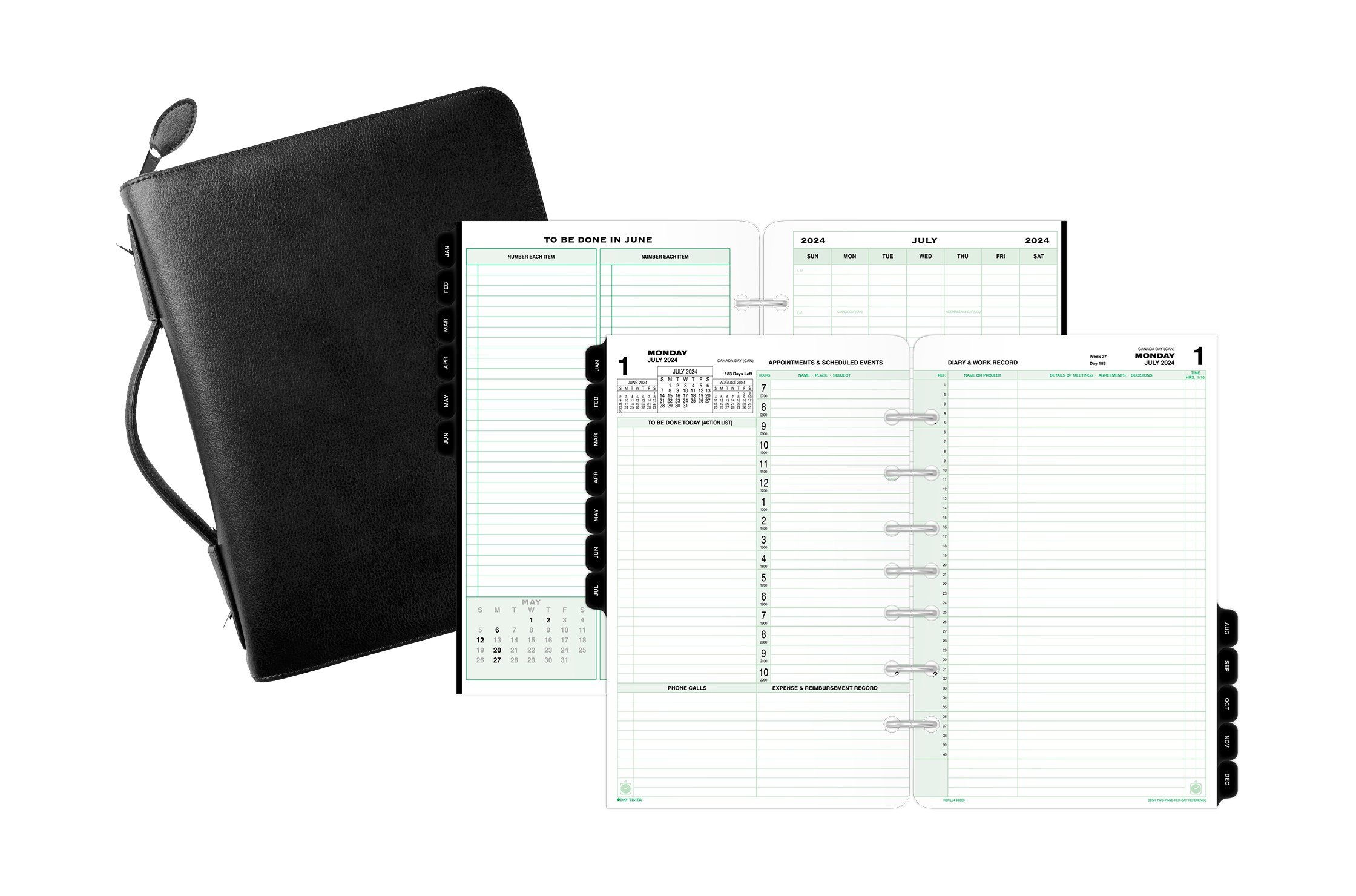 Day-Timer® Two Page Per Day Reference Armorhide Leather Planning Bundle ...