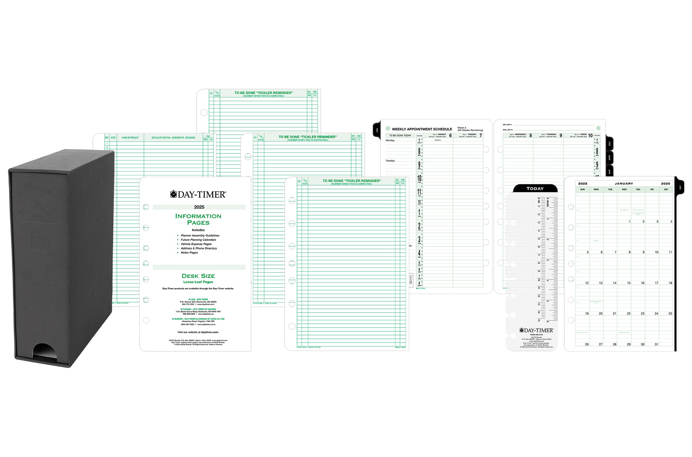 DayTimer® 2025 Two Page Per Week Vertical Column Planner Refill and