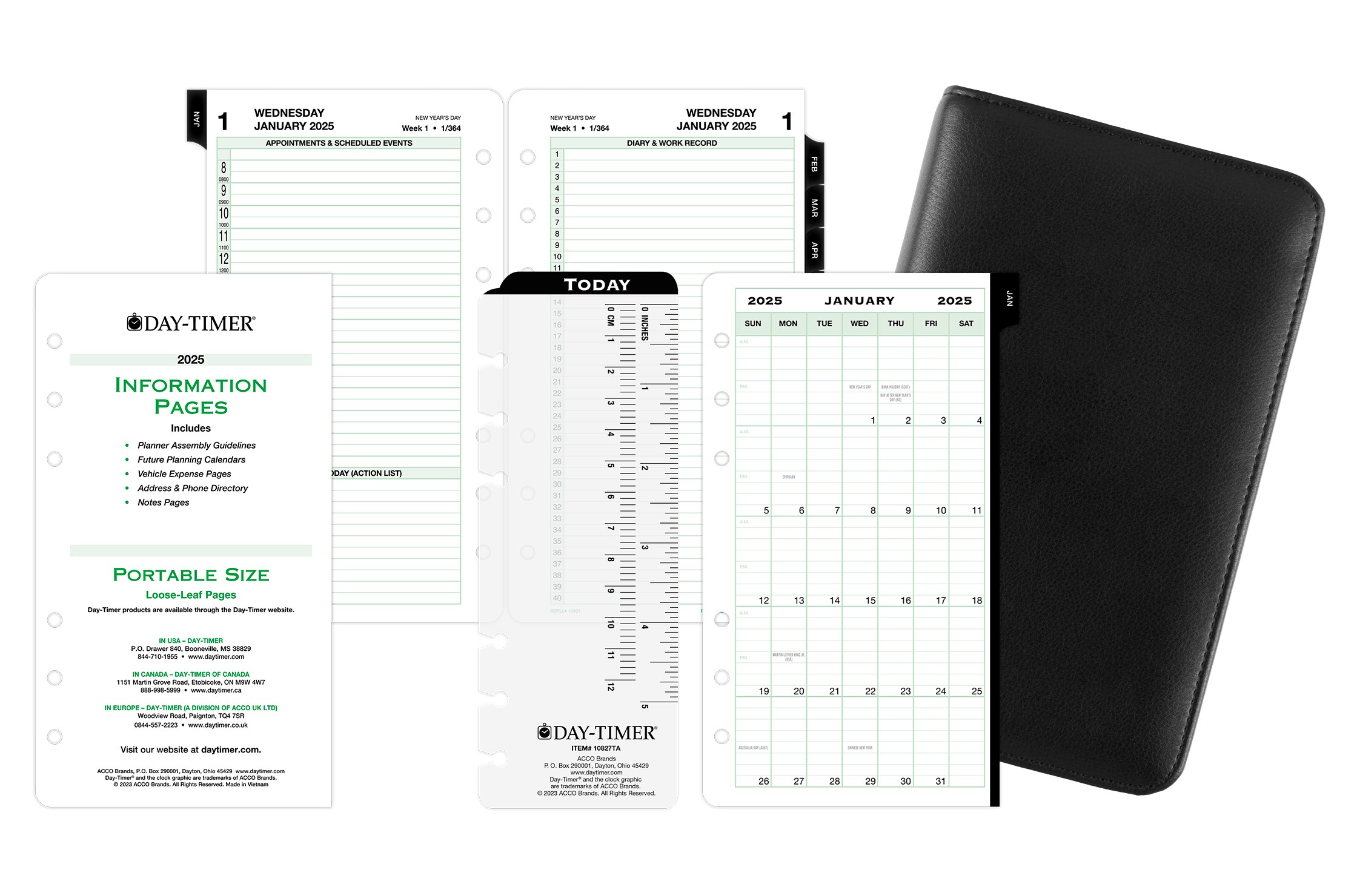 DayTimer® 2025 Two Page Per Day Armorhide Leather Planning Bundle