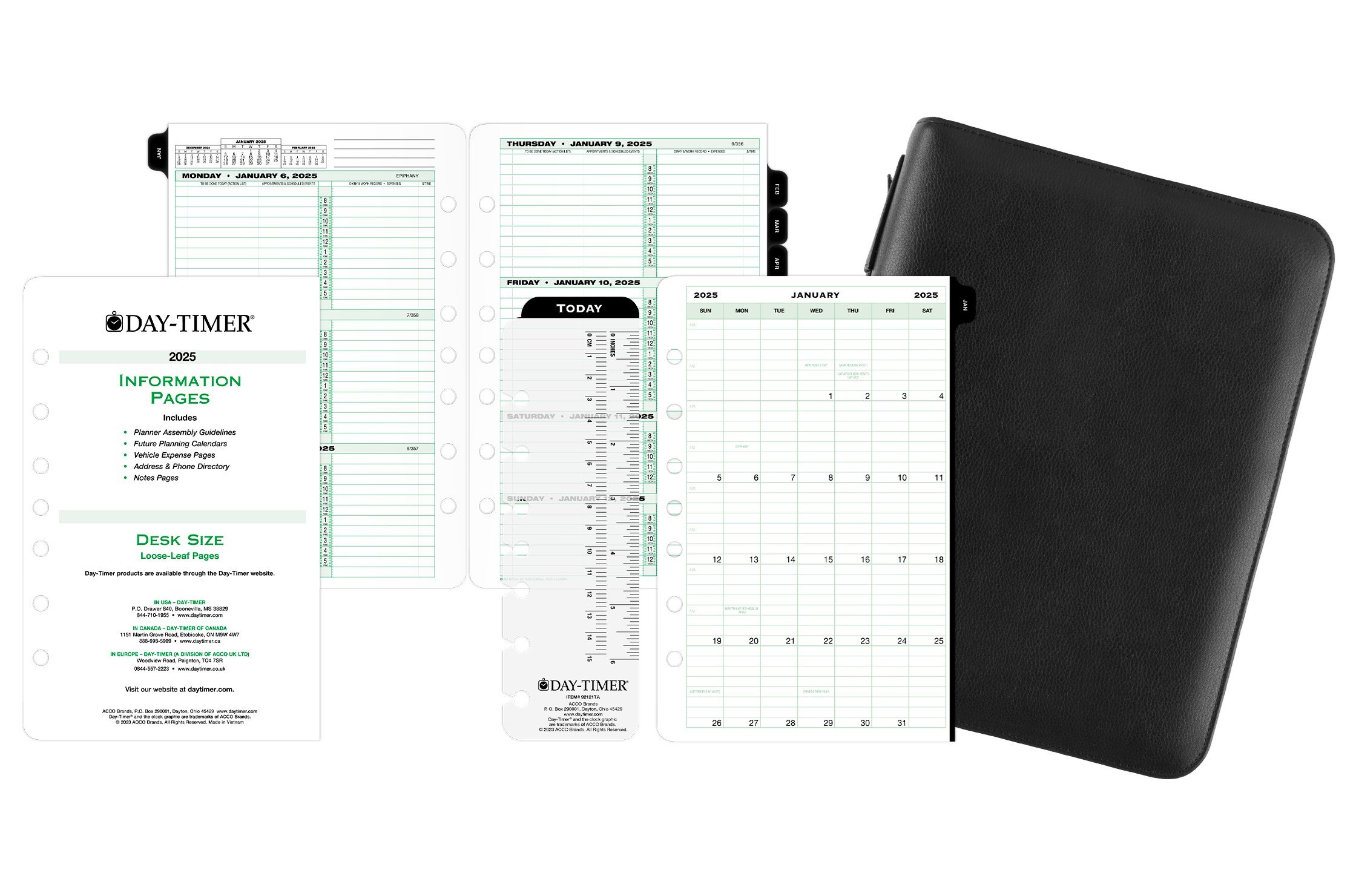 Day-Timer® Two Page Per Week Armorhide Leather Planning Bundle, Desk ...